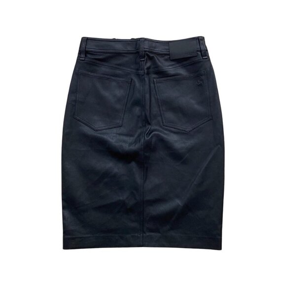 Rag & Bone Lace-up Leather Vent Skirt In Black Size 25 - Picture 3 of 5